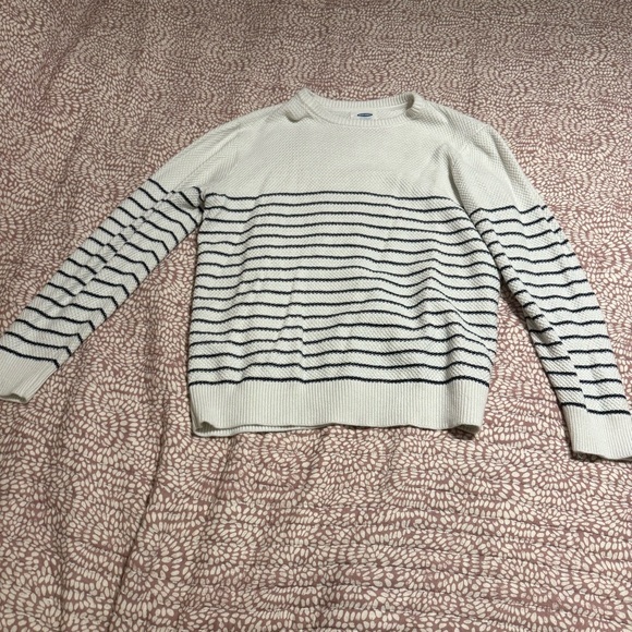 Old Navy Sweaters - Old Navy Striped Crewneck Sweater‎ - Cream and Black